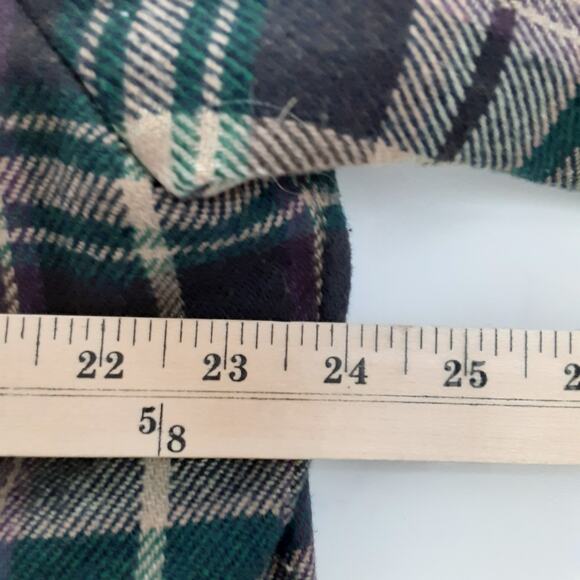 Vintage 1980s Wool Blend Blazer Jacket Tartan Plaid Green Purple Oversized Sz 16 - Picture 6 of 8